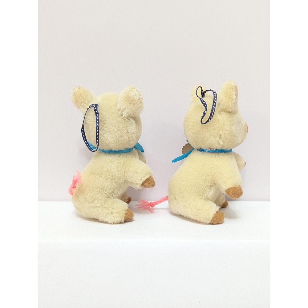 Shanghai Doll Factory Stuffed Mini Pig Pure Wool Ornament 4" w/Tag (Set Of 2) - Picture 6 of 10